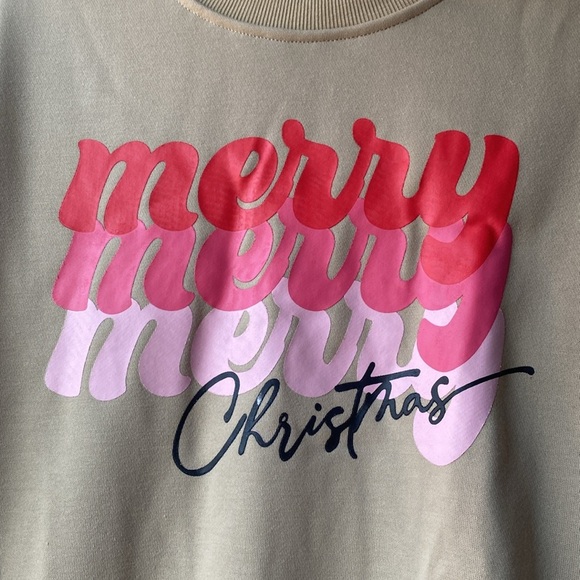 Women Merry Christmas Crewneck Sweatshirt Graphic Shirt Long Sleeve Xmas Size L - Picture 8 of 12